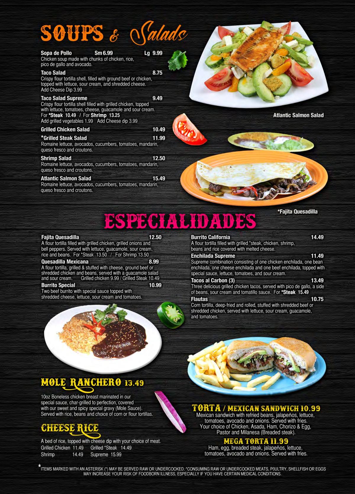 El Molcajete printed menu, page 3 of 8