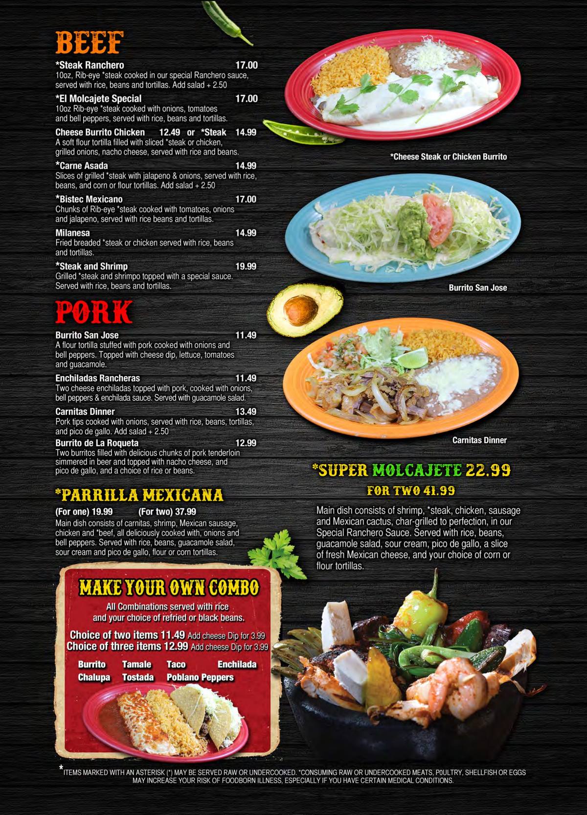 El Molcajete printed menu, page 4 of 8