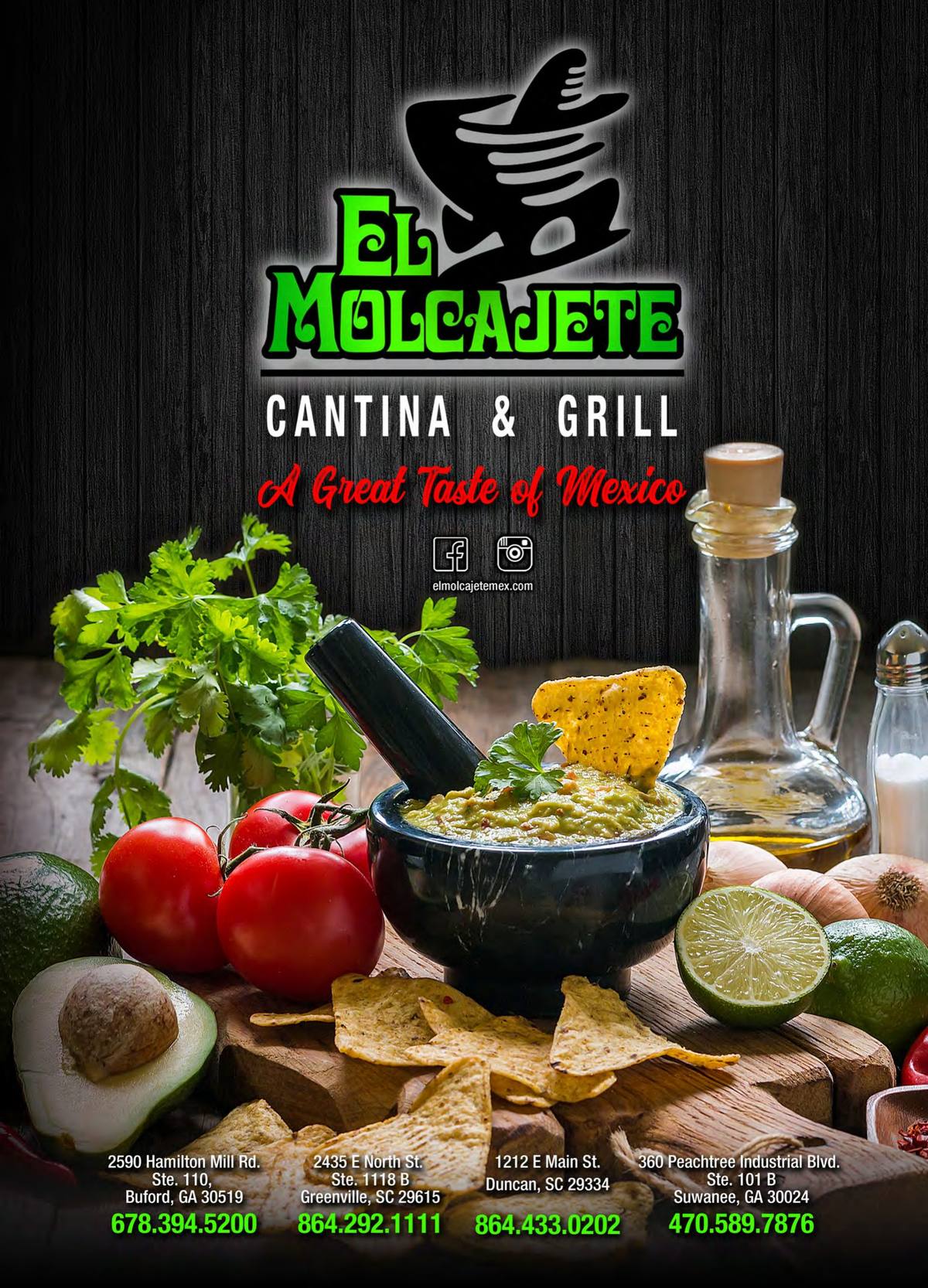 El Molcajete printed menu, page 1 of 8
